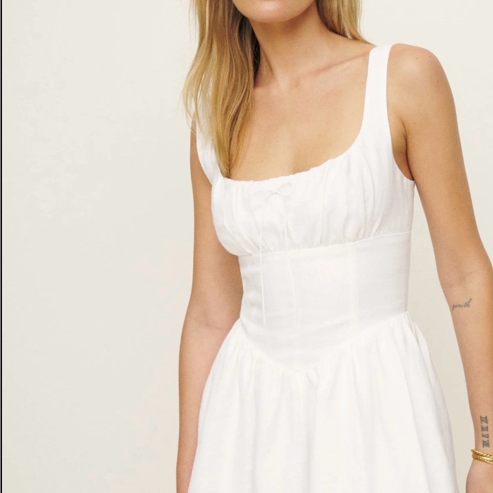 Reformation Daria Linen Dress Ivory - Size 6